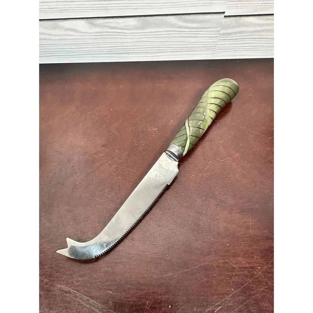 Cheese‎ Charcuterie Glossy Porcelain Green Knife Vintage